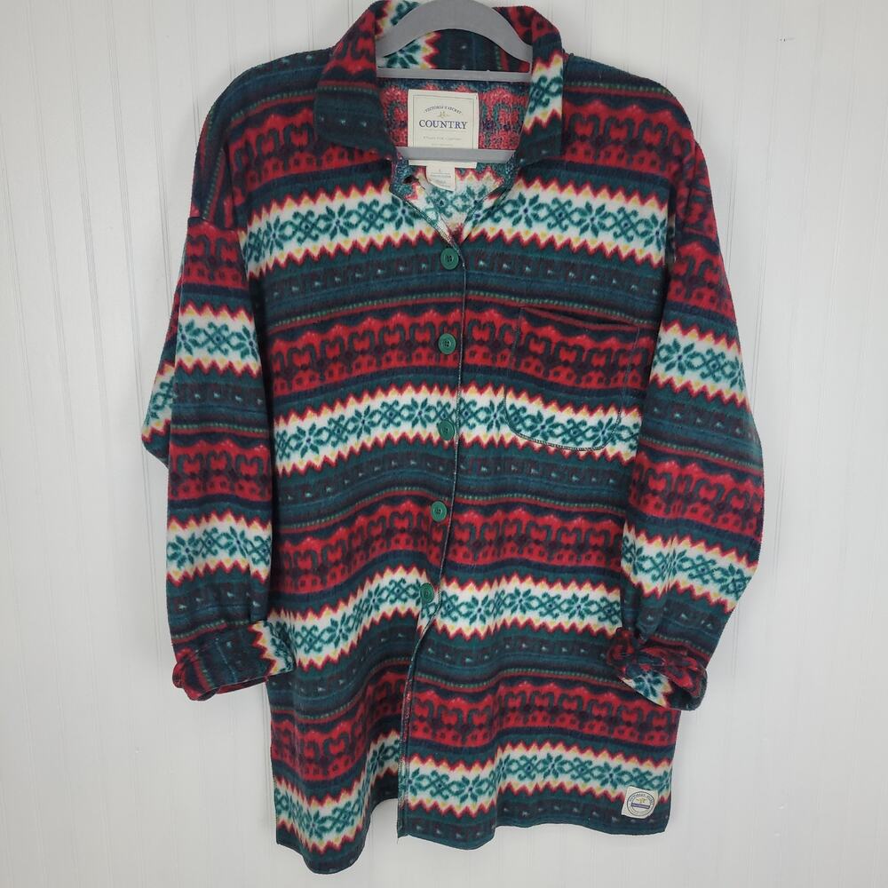 Victoria's Secret Country VTG 1990s Button Up Long Sleeve Fleece Size Large